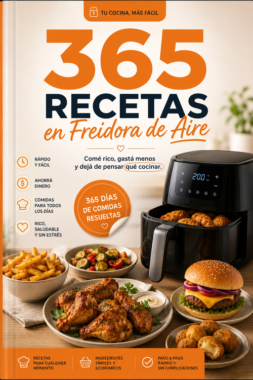 365 Recetas Freidora de Aire + Ebook + Bonos + Recetario
