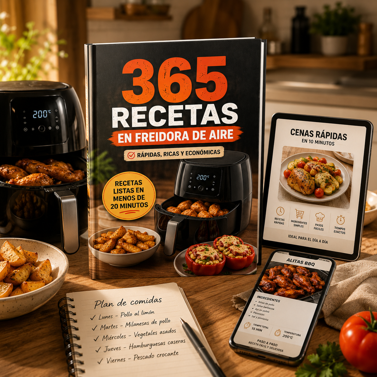 365 Recetas Freidora de Aire + Ebook + Bonos + Recetario